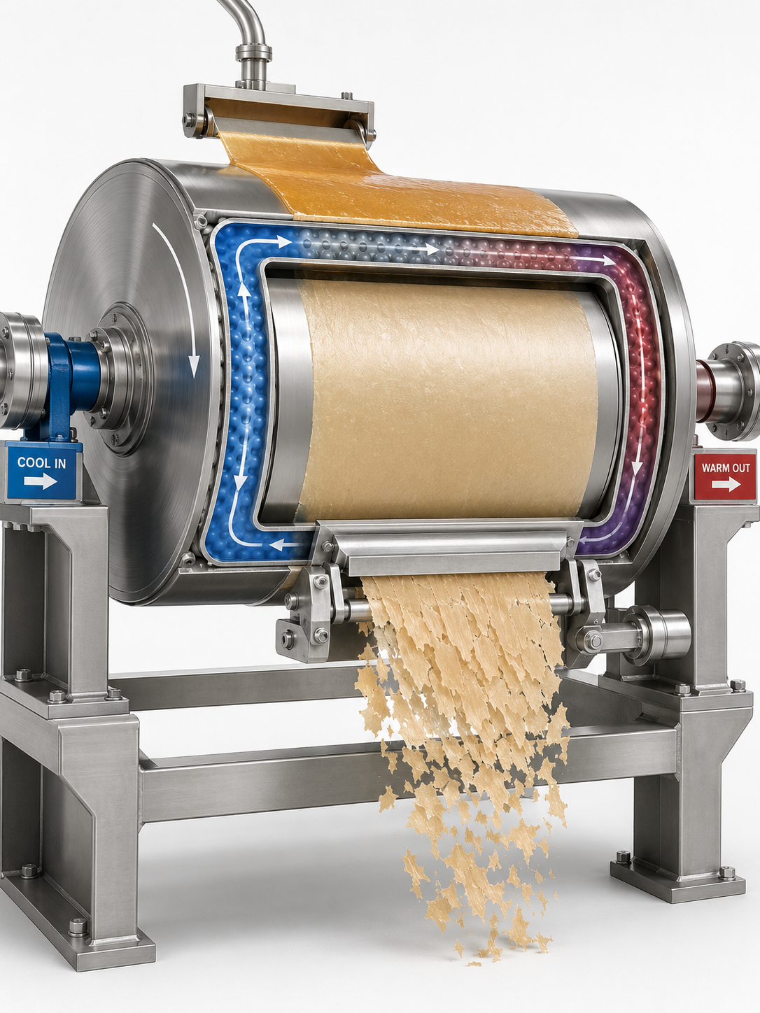 Chill roll with an inflated plate heat transfer surface